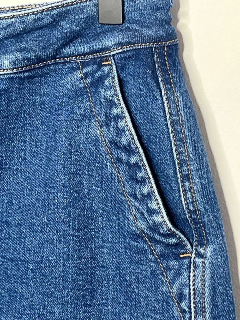 LOFT Denim Mini Skirt Womens 2 Blue Button Front Stretch Casual